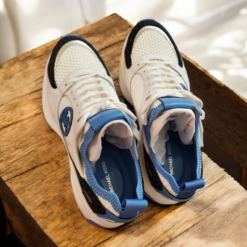 Michael Kors White and Blue Athletic Sneakers - Picture 3 of 3